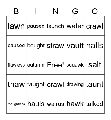 AU/AW/OU/A Bingo Card