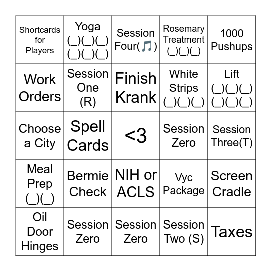 February Bingo Card