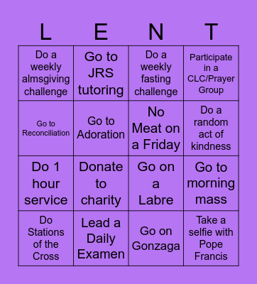 Campus Ministry Bingo! Bingo Card