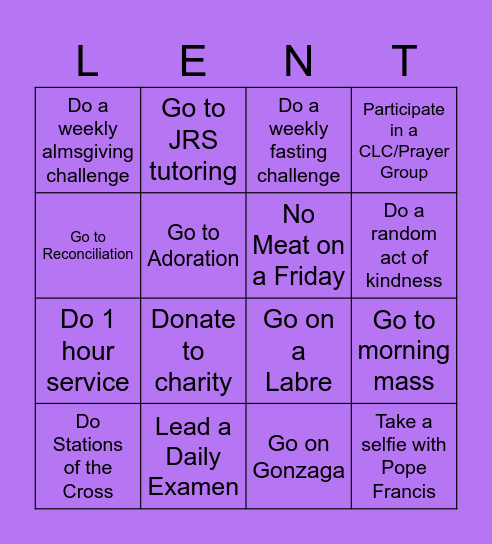 Campus Ministry Bingo! Bingo Card