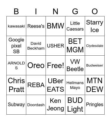 DONNA's SuperBowl LVIII Commercials!! Bingo Card