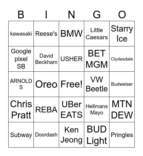 DONNA's SuperBowl LVIII Commercials!! Bingo Card