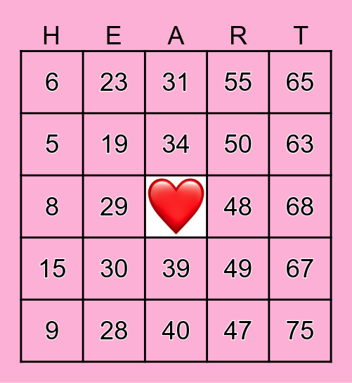 Number Bingo 1-75 Bingo Card