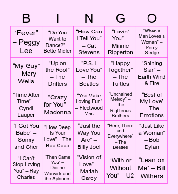 Digi Valentine's Bingo Card