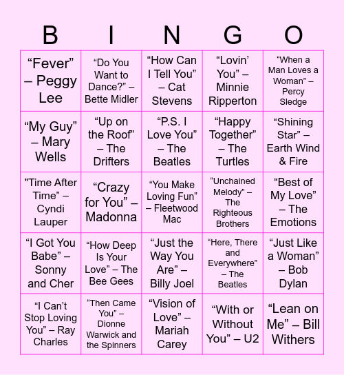 Digi Valentine's Bingo Card