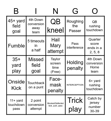 Super Bowl 2024 Bingo Card