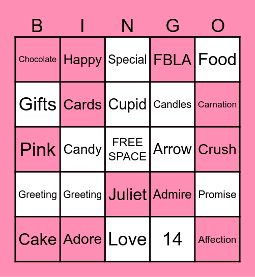 FBLA Valentines Bingo! Bingo Card