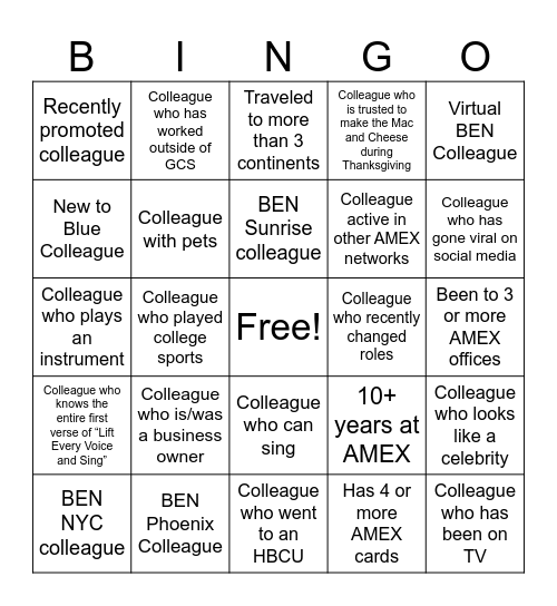 SME BEN Bingo Card