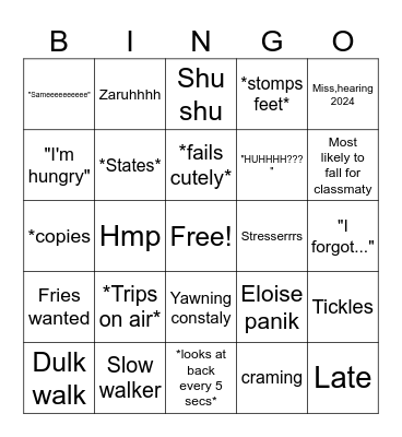 Friend Bingo Card
