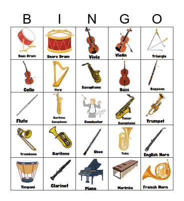 Instrument Bingo Card
