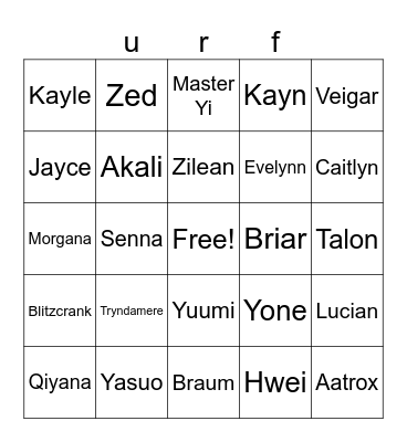 urf 2024 bingo Card