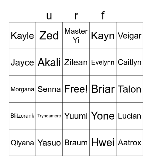 urf 2024 bingo Card