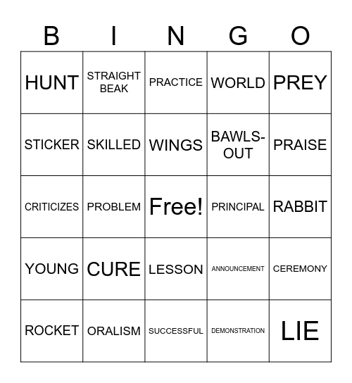 Bird of a Different Feather Ch 3-5 Bingo Card