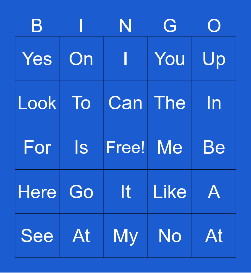 Sight Words #1 Bingo Card