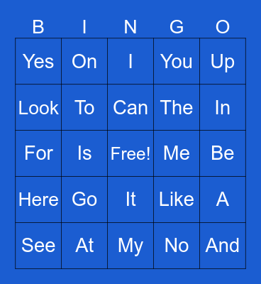 Sight Words #1 Bingo Card