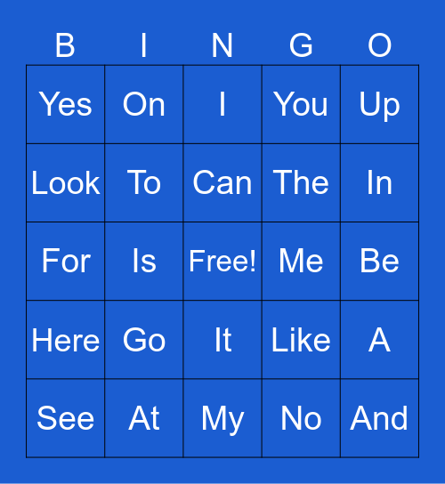 Sight Words #1 Bingo Card
