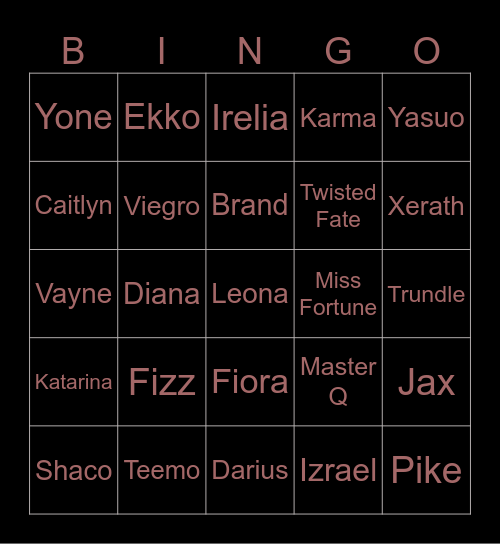 Balanced Champions Bingo Card