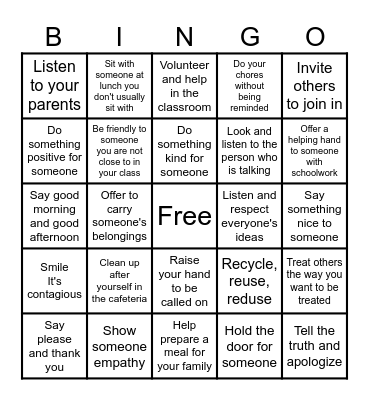 RESPECT Bingo Card