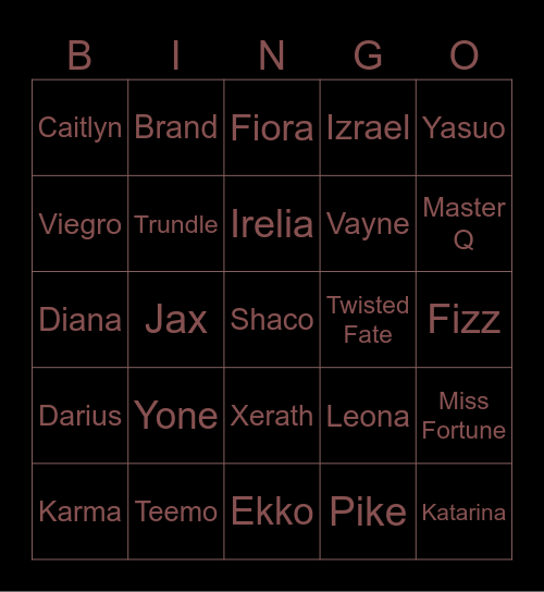 Balanced Champions Bingo Card