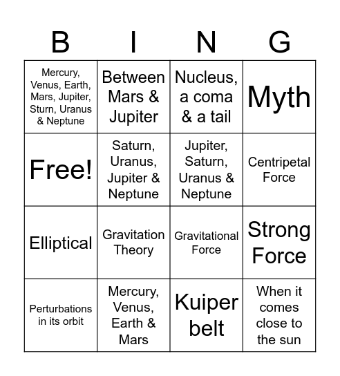 Module 11 Bingo Card