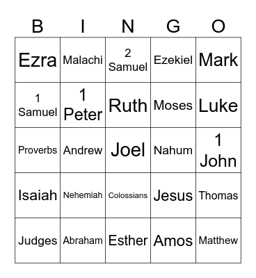 Bible Bingo Card