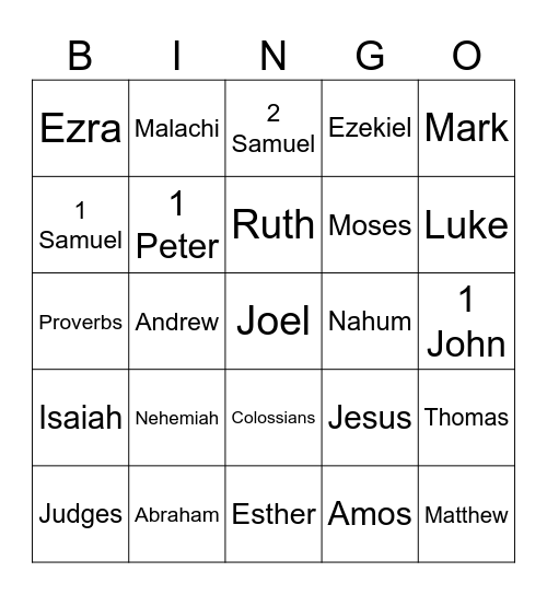 Bible Bingo Card