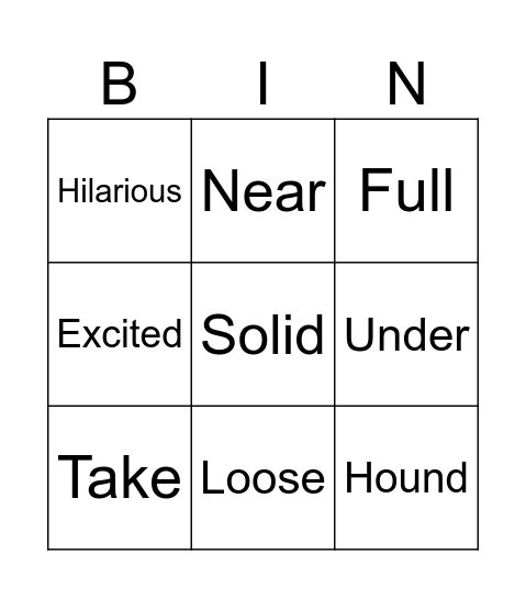 Analogy Bingo - Synonyms and Antonyms Bingo Card