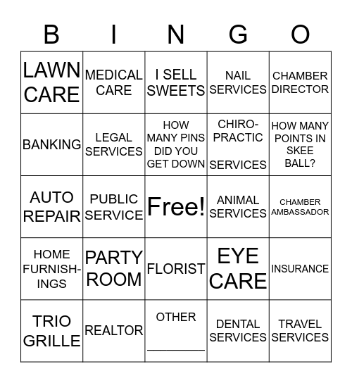 GLO-BOWL Lotteria  (BINGO) Bingo Card