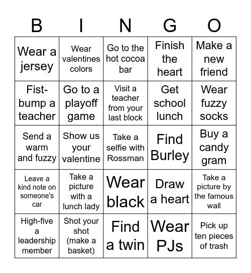 Spread the Love Week Bingo Card