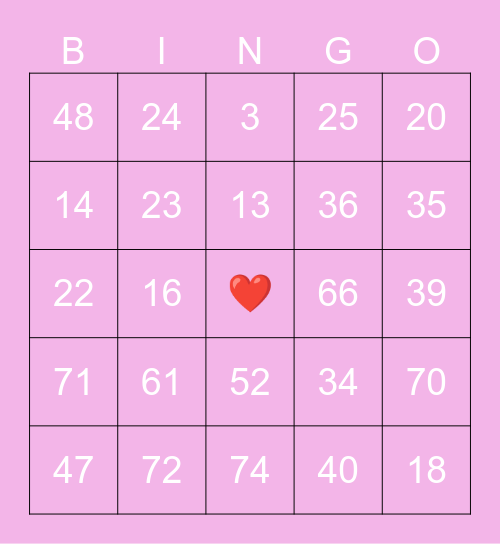 BC2M Valentines Bingo Card