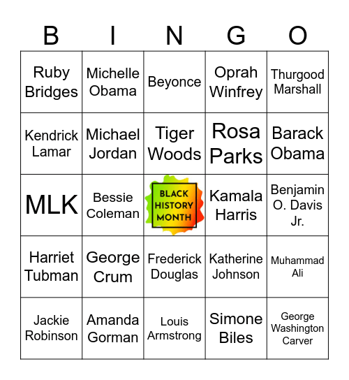 Black History Month Bingo Card