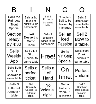 Pot Of Gold Bingo Card