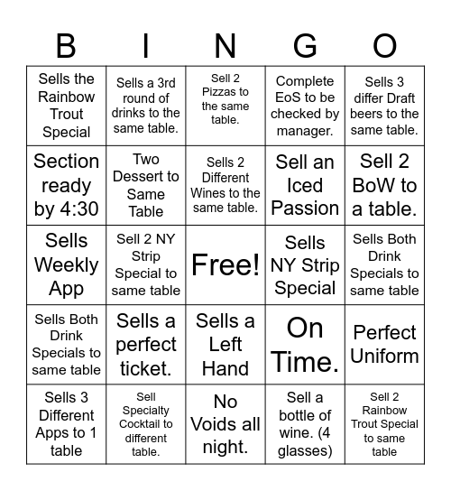 Pot Of Gold Bingo Card