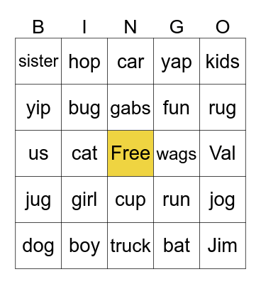 Wags, Wags, Wags Bingo Card