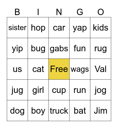 Wags, Wags, Wags Bingo Card