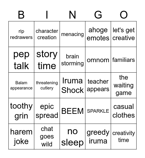 Omnomnom Bingo Card