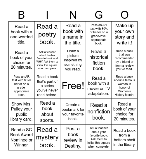 March Madness Bingo Card