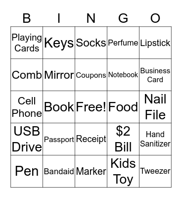 Purse Bingo Card