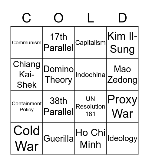 Cold War Bingo Card