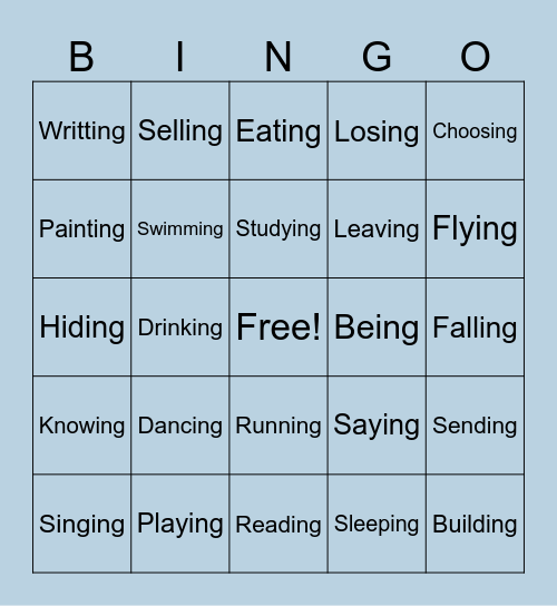 Present Participles Bingo Card