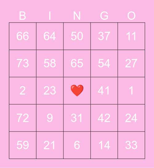 BC2M Valentines Bingo Card