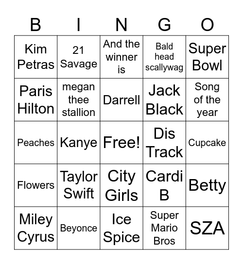 Pop Culture 2024 Bingo Card