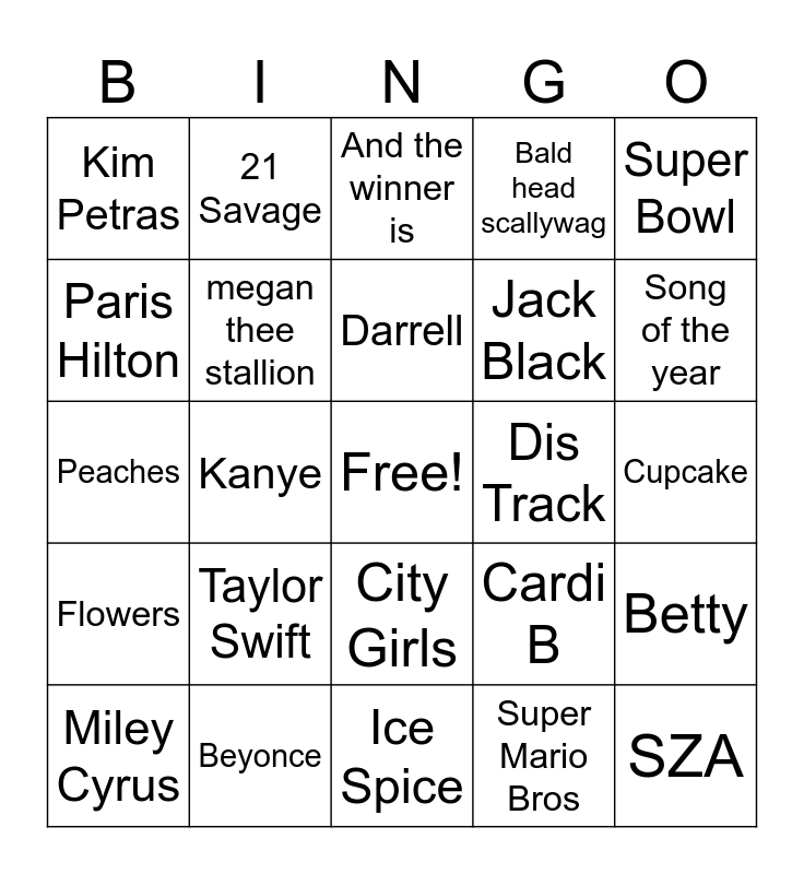 Pop Culture 2025 Bingo Card