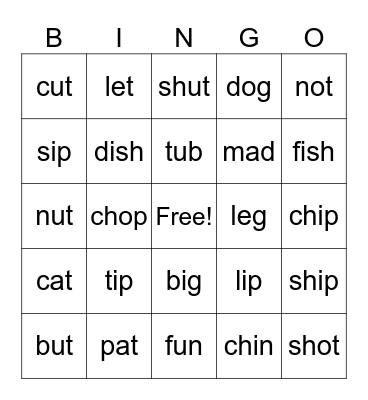 CVC BINGO Card