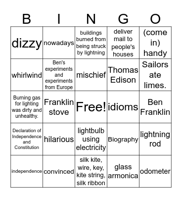 4.2.4 How Ben Franklin Stole the Lightning Bingo Card