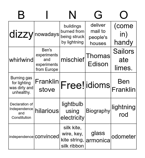 4.2.4 How Ben Franklin Stole the Lightning Bingo Card