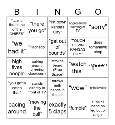 Todd Saltzman Super Bowl Bingo Card