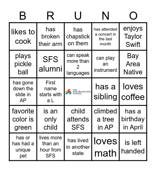 SFS Bingo Card