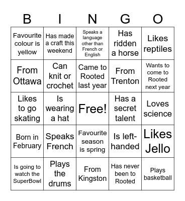 ROOTED 2024 Bingo Card