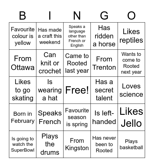 ROOTED 2024 Bingo Card